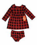 NEW Baby Girls Wonder Nation Long Sleeve Dress with Diaper Cover Buffalo... - $12.99