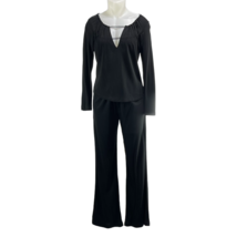 Elizabeth Steeve Pants Set Black Jersey Knit Outfit Women&#39;s S/XS - £55.52 GBP