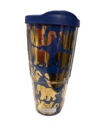 Lilly Pulitzer Plastic Travel Tumbler Cup Blue &amp; Gold Elephants 16 oz Ho... - $9.75