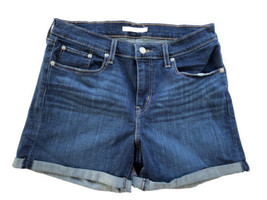 Levis Womens Shorts Size W 31 Stretch Mid Rise Cuffed Mid Length Dk Blue - $19.43