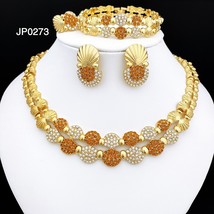latest Italian Ladies Fine Jewelry Sets Gold Color Women Necklace Earrings Afric - £62.28 GBP