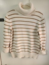 Jones New York Womens Turtleneck Sweater Medium Tan Gold Glitz Pullover ... - $18.00