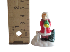 Christmas Village Figurine Child Girl with White Dog Puppy Gift ~1.75&quot; C... - $8.48