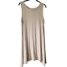 Umgee Women L Swing Dress Ribbed Knit Sleeveless Stretchy Tan Beige Boho Comfort - $12.19