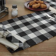 Plaid Yarn Placemats in Black and Cream - $1,833.63 MXN