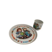 Raggedy Ann and Andy Melamine Plate and Cup 1969 VIntage 8.5 in Diameter Oneida - £11.59 GBP