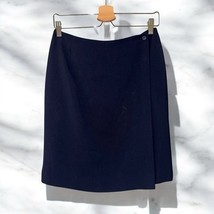 Vtg Charter Club Women’s 10 Navy Blue Lined Dressy Wrap SKIRT Straight K... - $20.47