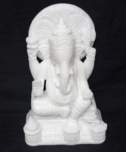6&quot; White Marble Ganesh Ganesha Sculpture Statue Figurine Handmade - £268.59 GBP