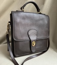 Vintage Coach Station Brown Crossbody Leather Bag Brass Kiss Lock - $3,485.71 MXN
