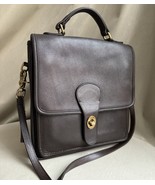 Vintage Coach Station Brown Crossbody Leather Bag Brass Kiss Lock - $3,485.71 MXN