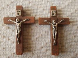 Couple of Small Christian Wooden Pectoral Cross Pendant - $25.00