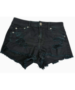 american eagle outfitters AEO stretch ripped cut off black denim shorts ... - $31.30