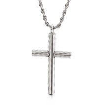 Three-Color Spiral Screw Cross Pendant 316L Stainless Steel Men&#39;s Trendy Necklac - £16.52 GBP