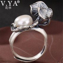 V.YA Vintage Silver Leaves Ring for Women Handmade Adjustable Rings 990 Sterling - £24.30 GBP