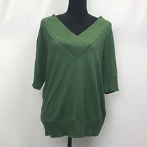 JONES NEW YORK WOMAN Green V-Neck Sweater Top Short Sleeves - Sz XL NWT - $21.58