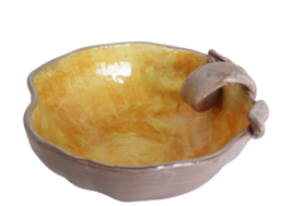 Vintage Stangl Brown &amp; Yellow Glaze Fruit Shaped Small Pottery Bowl - £31.52 GBP