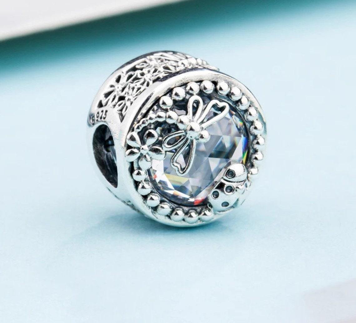 Primary image for 925 Sterling Silver Enchanted Nature Charm Bead with Clear Cz