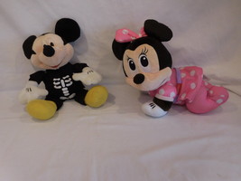 Disney Halloween Skeleton Mickey Mouse Plush Sing + Minnie Musical Touch &#39;n Craw - £29.29 GBP
