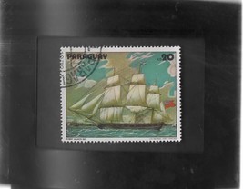 Framed Postage Stamp Art - Classical Painting of Sail Ship - £6.38 GBP