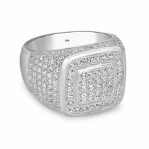 Men&#39;s Simulated Diamond 14K White Gold Plated Engagement Pinky Ring 2.00 Carat - £200.72 GBP