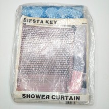 Vtg 90&#39;s Seashell Shower Curtain Siesta Key Blue Clear Vinyl Retro 72in ... - £22.80 GBP