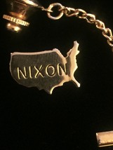 Vintage 60s NIXON Gold USA Tie Tack with Chain- rare! image 2