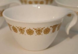 4 Vintage Corelle Livingware Corning Butterfly Gold Flat Cup Tea Coffee Hook Mug - £15.05 GBP