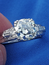 Earthmined European cut Diamond Deco Engagement Ring Vintage Platinum So... - £17,203.80 GBP