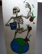 Grateful Dead Car Window Decal 1980s Skeleton Sprinkles Roses Over World Globe - $19.00