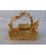 Vintage Bradbury Mint Gold Christmas Ornament Santa Driving Train 4&quot; - $541.63 MXN