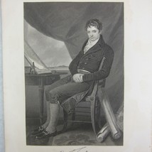 Robert Fulton Paddle Steamboat Inventor Steel Engraving Print Antique 1861 RARE - £27.52 GBP