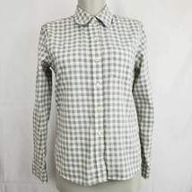 Talbots Petite Plaid Flannel Button-up Shirt long sleeve size 0P black &amp; white - £14.89 GBP