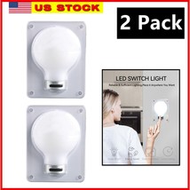 2 Pack Wall LED Light Switch Wireless Night Bulb Closet Self Stick Manual - £7.39 GBP