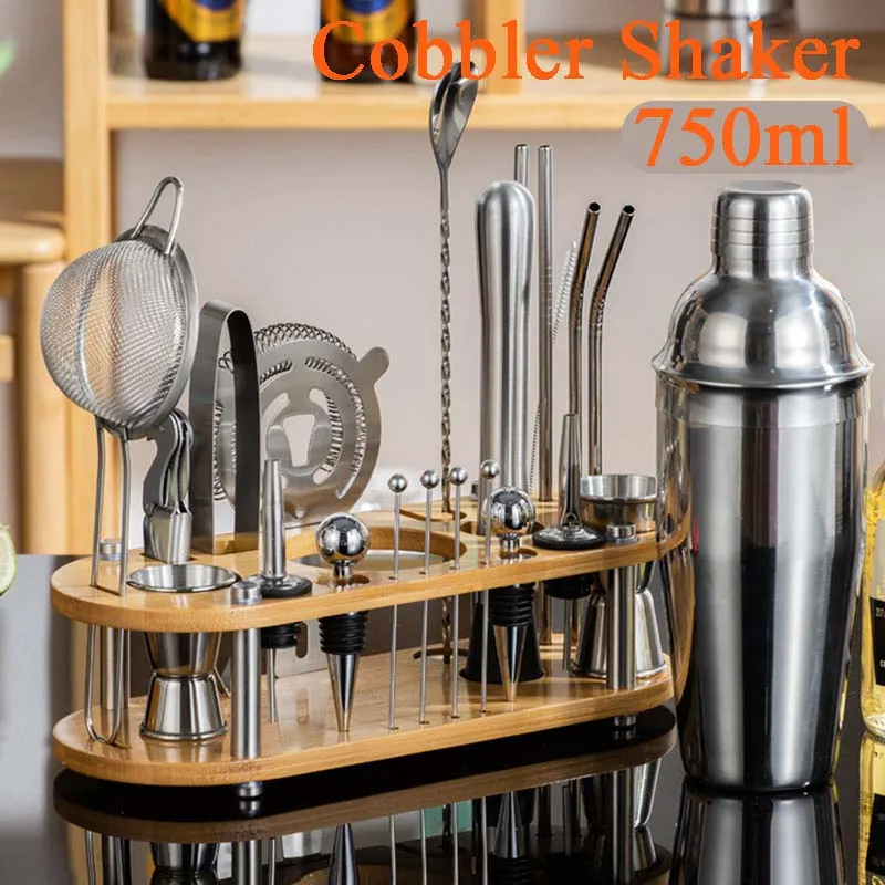Stainless Steel Cocktail Shaker Set Mixer Bartender Kit Cobbler Boston S... - $1,701.21 MXN