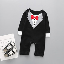 NEW Baby Boys Black Tuxedo Romper Jumpsuit Outfit 0-6 6-12 12-18 18-24 M - £8.78 GBP