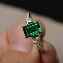 925 Sterling Silver Natural Certified 7 Ct Emerald Solitaire Ring For Her - £34.53 GBP