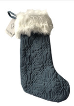 Martha Stewart Pet Christmas Stocking 22&quot; Quilted Dog Bones Blue Velvet ... - £38.84 GBP