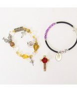 Christian Charm Bracelets Christs Story Bead and Charm Stretch and Cross... - $13.71