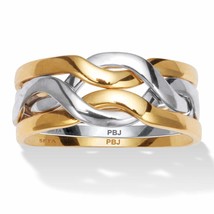 PalmBeach Jewelry Gold-plated and Platinum-plated Two-tone Puzzle Ring - £55.93 GBP