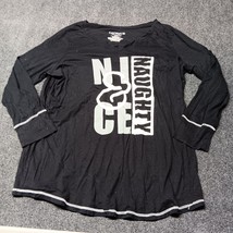 Cacique Sleepwear Shirt Women 18 / 20 Black Naughty &amp; Nice Long Sleeve L... - £10.92 GBP
