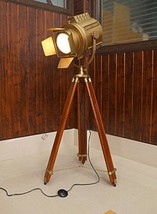 Marine Searchlight Antique Retro Spotlight Focus Floor Lamp Wooden Tripod Studio - £169.98 GBP
