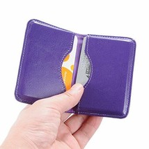 Business Name Card Holder Case Leather Wallet 2 Pocket Credit Card ID Purple New - £17.05 GBP