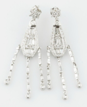 14k White Gold Diamond Chandelier Drop Earrings TCW = 3.00 ct Certified - £4,300.31 GBP