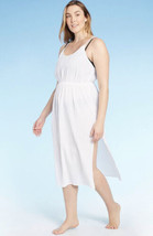 NWT Women&#39;s Sunn Lab Swim White Cinch Waist Cover-Up Dress Sz Medium - $15.83