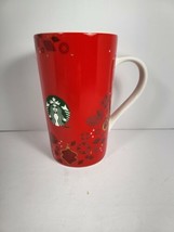 Starbucks Coffee Mug Tea Cup 16oz Siren Christmas Red Holly Ceramic 2013... - $11.97