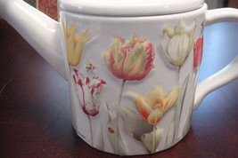 Marjolein Bastin Teapot Watering Can SIGNED Raised Tulips Bumble Bee Lady Bug[6] - £31.80 GBP