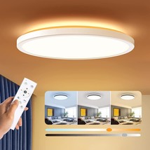 Blnan Dimmable Led Flush Mount Ceiling Light Fixture With Remote Control,, Wired - £31.96 GBP