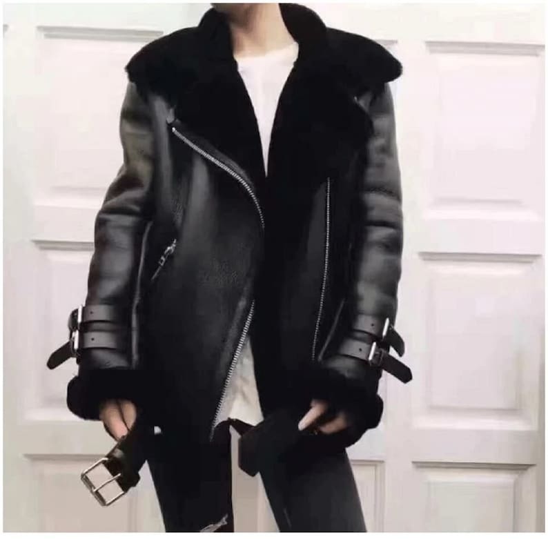 Women's Shearling  Leather B3 Bomber ‘Fur Aviator Genuine Leather Jacket all siz - $184.00