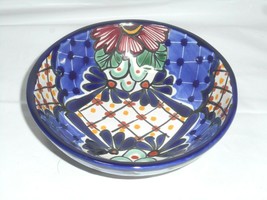 Authentic Mexican Talavera Pottery Bowl Hand Painted Footed Lead Free #5 - £24.10 GBP