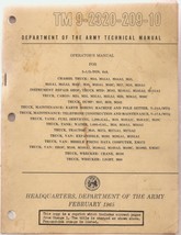 US Army February 1965 Operator&#39;s &amp; Technical Manual For 2 1/2 Ton Trucks - $20.00